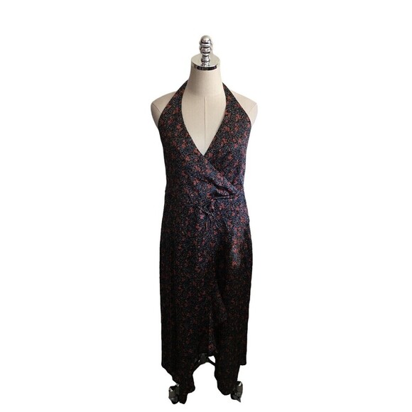 Avec Les Filles Dress Women's Size XS Blue Red Floral Sleeveless Maxi Halter - Picture 1 of 8